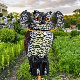 Coupon Outdoor Owl Bird Repellent Mouse Deterrent with Electronic Shake Head Feature Generic Realistic 360 Degree Rotating Bird Repellent Owl Decoy Bird Scare Sound and Shadow Control Garden Yard Decor