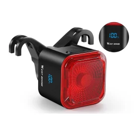 Coupon WEST BIKING Smart Brake Sensing Bicycle Taillight LED Digital Power Display Auto stop Type C 1100mAh Long Endurance Portable Bike Back Light for MTB Bike Road Bike Scooter
