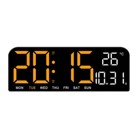 Coupon 9 Inch Large Digital Wall Clock Temperature Date Week Timing Countdown Light-sensing Table Clock 2 Alarm 12/24H LED Alarm Clock
