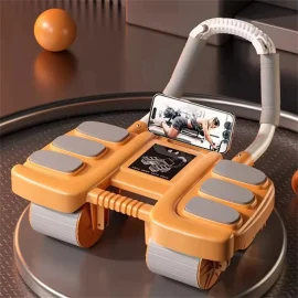 Coupon KALOAD 4 Wheel Smart Abdominal Exerciser with Phone Holder 6 Elbow Support Intelligent Brakes Automatic Rebound Antislip Home Gym Fitness Equipment for Exercise Abs