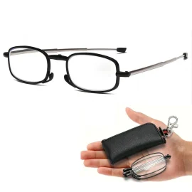 Coupon Portable Folding Reading Glasses with Storage Bag, Anti-Blue Light, Anti-Radiation Glasses, Presbyopic Glasses for Women Men