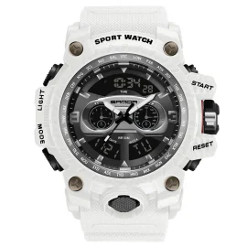 Coupon SANDA Men’s Waterproof Sport Watch Fashion Big Dial Quartz Watches Dual Display Wrist Watch