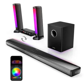 Coupon ULTIMEA Apollo S80 Dolby Atmos Soundbar 320W 5.1CH Detachable Lighting Soundbar bluetooth Soundbar with 6 Drivers Powerful Bass Smart APP Control 121 Preset EQ Matrices Desktop Speaker Subwoofer Home Theater