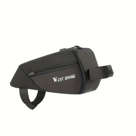 Coupon WEST BIKING 1L Bicycle Top Tube Bag Narrow Side Design Velcro Fastening Portable Zipper Storage Cycling Bag for MTB & Road Bikes