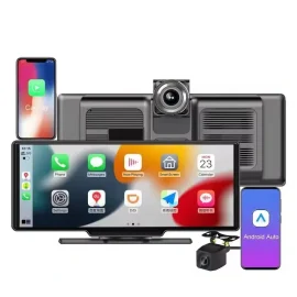 Coupon YUEHOO 10.26 Inch 2 Lens 4K Car Radio Player GPS Stereo Android Auto Wireless Carplay Dash Cam Wireless Recorder Dual Channel Camera