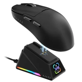 Coupon Ajazz AJ159 APEX Gaming Gamer Mouse PAW3950 Tri Mode Wireless 2.4G bluetooth Lightweight 400mAh Battery with RGB Magnetic Charging Base