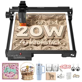 Coupon AtomStack Upgraded A20 PRO V2 20W Laser Engraver 24000mmmin Ultra Fast 120W High Power Laser Engraving Machine CNC Laser Cutter and Engraver Machine 400mm x 365mm Engraving Area for Metal Wood Leather