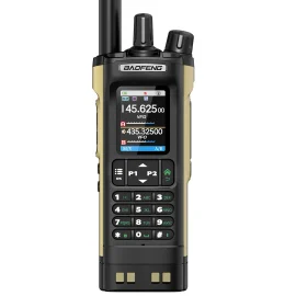 Coupon Baofeng UV32 10W GPS Walkie Talkies Sand Color Custom Two Way Radio Multi Band Bluetooth APP Programming Tri Power 2.0 inch TFT Screen NOAA Weather Reception