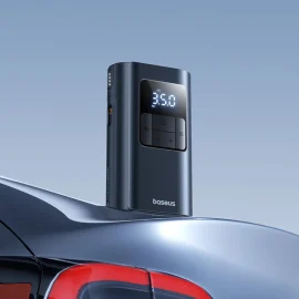 Coupon BASEUS BS CG034 Corded and Cordless 2 in 1 Tire Inflator 75W LCD Display Car Tire Inflator Pump 2000mAh Power Bank