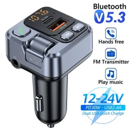 Coupon Car Bluetooth Receiver USB U Disk Read PD20W Fast Charging Digital Display Car Mobile Phone Adapter FM Transmiter with LED Display