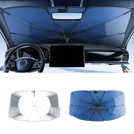 Coupon Car Front Windshield Sunshade V Neck Foldable Umbrella Reflective Sunshade For Vehicles Blocking UV Sunshade Summer Keep Cool