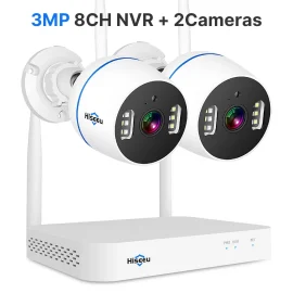 Coupon Hiseeu 3MP 8CH NVR + 2 WIFI Security PTZ Camera Kit Human Detection IR Night Vision IP Camera Set Wireless CCTV Surveillance System