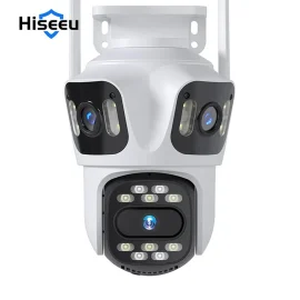 Coupon Hiseeu WSA18 8MP 4K 5X Zoom WiFi PTZ IP Camera Three Lens Three Screen Outdoor Camera Auto Tracking 2 Way Audio Video Surveillance CCTV Camera P2P ICSEE APP