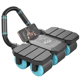 Coupon KALOAD 6 Wheel 8 Elbow Support Abdominal Trainer with Phone Holder Silent Sport Automatic Rebound Core Strength Roller Fitness Equipment for Home Gym