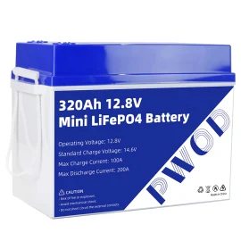 Coupon PWOD 12.8V 320Ah 3840Wh Mini LiFePO4 Battery Storage Box RV and Boat Lithium Battery Built in BMS IP65 Protection