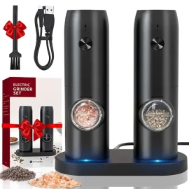 Coupon Rechargeable Electric Pepper Grinder Salt And Pepper Mills With LED Light Gravity Induction Automatic Grinding Machine Adjustable Coarseness Mills USB Charging Spice Grinde