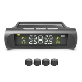 Coupon Tire Pressure Monitoring System Solar Powered TPMS for RV and Trailers TPMS with LCD Display 4 Sensors Real Time Pressure And Temperature Monitoring