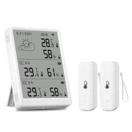 Coupon Tuya WiFi+RF433 Temperature and Humidity Sensor Sets Screen Display Monitor Main Sub devices Kits Works With Alexa Google Home
