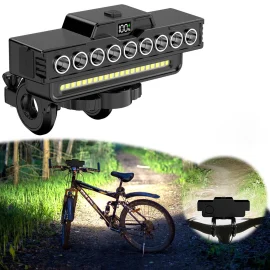 Coupon BIKIGHT 9LED+21SMD 120dB Horn Power Digital Display Bicycle Headlight Type C Charging Waterproof 7 Gears Flash Bike Front Light for Outdoor Night Riding Safety