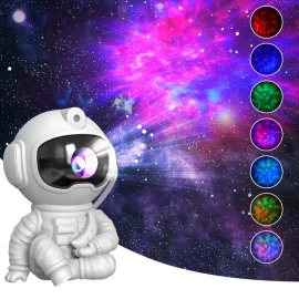 Coupon LED Astronaut Starry Sky Lamp Atmosphere Projection Lamp Sitting Astronaut Remote Control Creative Bedroom Night Light