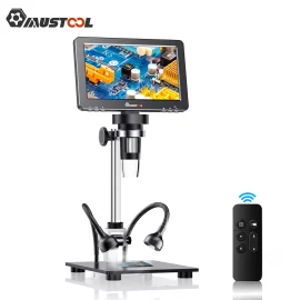 Coupon MUSTOOL DM9 Pro HDMI compatible Digital Microscope w or eflect cover 7 IPS Screen Microscopes 1200X Entire Coin View 16MP Professional Soldering Microscopio