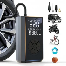 Coupon Portable Cordless Electric Air Compressor Pump with LED Emergency Light USB Rechargeable Fits for Car Tires Bicycles and Sports Balls