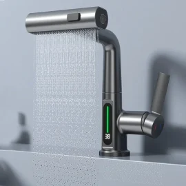 Coupon Stainless Steel Washing Faucet with Digital Temperature Display Dual Hot and Cold Function Ceramic Valve Includes Two 60CM G1 or 2 Hoses Versatile and Suitable for 99 pencent of Sinks and Basins