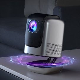 Coupon TZ-1 Portable Folding Gimbal Projector Android UHD 4K Home Theater Projector 5G Dual Band WiFi 1080P 1200 Lumens Support 4-Point Trapezoidal Correction Built-in HiFi Bass Speaker 2+32G Outdoor Movie Projectors