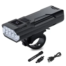 Coupon WEST BIKING 400Lm Digital Power Display Bike Headlight Waterproof Type-C Charging Flashlight 8 LED Beads High Brightness Bicycle Front Light for Road Night Riding