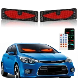 Coupon 2PCS Devil Eyes Lights APP Control LED Display USB Flexible Screen Panel for Car Back Window Dynamic Personalized Big Eye Lights Truck Windshield Remote bluetooth Control