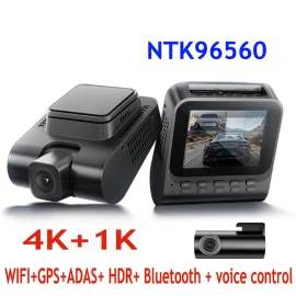 Coupon 4K+1080P HD Dual Lens Car Dash Cam 2.4 inch LCD Screen Front And Rear Driving Recorder HDR Bluetooth ADAS Warning Wifi