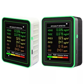 Coupon 6 in 1 Air Quality Tester HCHO TVOC PM2.5 PM10 CO2 CO or humidity 2 Types USB Type C Rechargeable Portable Monitor