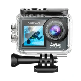 Coupon AT M40R 5K 30FPS Action Camera 4K 60FPS Dual Screen 170 Wide Angle 30M Waterproof Sport Camera with Remote Control Bicycle Diving Cam