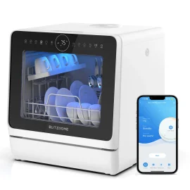 Coupon BLITZHOME BH 4 CDW Compact Smart Countertop Dishwasher With 5L Built in Water Tank APP Control 8 Programs 3D 360 Dual Spray Hot Air Drying Child Lock Self Clean Water Saving