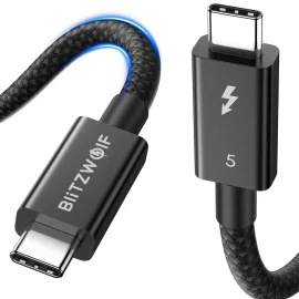 Coupon BlitzWolf® BW-HDC8 Thunderbolt5 Cable 240W Fast Charging up to 120Gbps Bandwidth for 16K Dual 8K/6K Compatible for Thunderbolt 5/4/3, USB4, NVME SSD, MacBook M4 Pro, Dock, eGPU