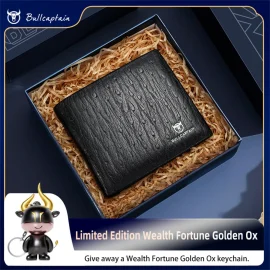 Coupon BULLCAPTAIN Men’s RFID Genuine Leather Billfold Wallet with Gift Box Business Casual Multi-Card Slot Card Holder Money Clip Gift for Boyfriend Father Husband Gift