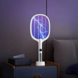 Coupon Electric Mosquito Swatter with Electronic Digital Screen Electric Exterminator Fly Swatter Detachable Handheld Auto Swat Mode Type C Rechargeable
