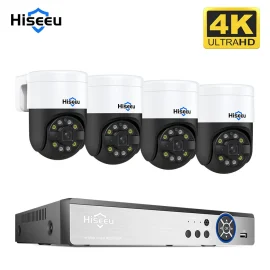 Coupon Hiseeu 16CH NVR 4MP or 8MP PoE PTZ Surveillance Camera System Color Night Vision Two way Audio Human Detection Outdoor IP Camera for Home Security