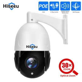 Coupon Hiseeu 5mp 30X Optical Zoom PTZ IP POE Security Surveillance Camera CCTV 2 Way Audio Record Outdoor Street Motion Detection Waterproof