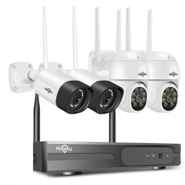 Coupon Hiseeu 8WK 4HBC25 Wireless Camera Security System Kit 5MP 5X Digital PTZ 4CH Outdoor CCTV Camera Set 2 way audio IP66 Video Surveillance for Home Safety EU Plug