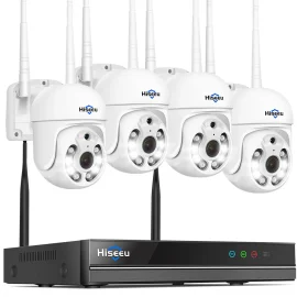 Coupon Hiseeu WK 4HD205 5MP WIFI IP Camera 4 Cameras Security System IP66 Waterproof Motion Detection 24 or 7 Recording Eseecloud App Remote Access Wireless NVR