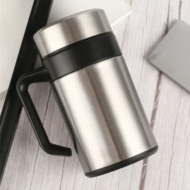Coupon IPRee 400ML 304 Stainless Steel Thermal Mug Thermos With Handle Lid Tea Filter Tea Tumber Office Water Cup Tea Insulated Cup
