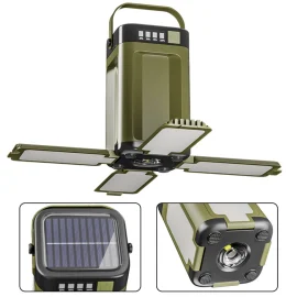 Coupon IPRee Portable Solar Camping Lantern LED Rechargeable Outdoor Hanging Tent Lamp Folding LED With Hook Emergency Camping Light