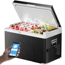 Coupon KROAK 30L 40L Car Refrigerator 12V 24V DC Portable Freezer with AC110 240V Adapter Dual Zone Cool Box Compressor for Camping