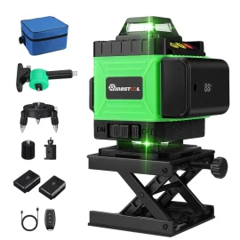Coupon MUSTOOL 4D 16 Line Green Laser Level IP54 Self Leveling 4000mAh Battery Touch Screen for IndoorOutdoor Construction