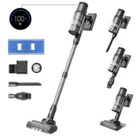Coupon Proscenic P11 Mopping Cordless Vacuum Cleaner, 35KPa Suction, 0.65L Dustbin, 5-Stage Filtration System, 2000mAh Detachable Battery, Up to 50 Mins Runtime, Touch Screen