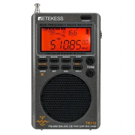 Coupon Retekes TR110 Radio Portable SSB Shortwave Radio FM or MW or SW or LSB or AIR or CB or VHF or UHF Full Band NOAA Alert Digital Radio Receiver Alarm Clock