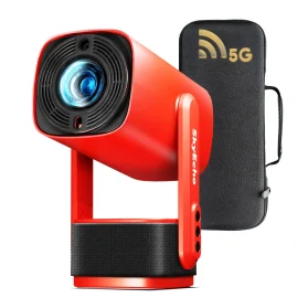 Coupon SkyEcho FreeONE Portable Speaker Projector Android OS Wi-Fi 6 Auto-Focus Built-in-270° Rotation Stand 350 ANSI Lumens Bluetooth 5.2 Auto-Keystone Correction Netflix Youtube Ceiling Projector EVA Storage Bag EU Plug Global Version