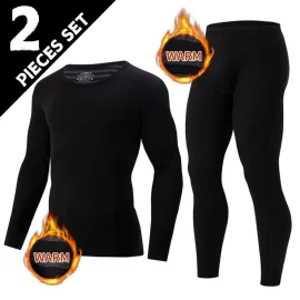 Coupon TENGOO 2 Pcs Men’s Warm Compression Base Layer, Thermal Underwear Set, Long Johns Set, Moisture Wicking & Breathable Basic Black Thermal Long Sleeve & Leggings Men Underwear Set For Outerdoor Skiing Running