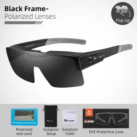 Coupon WEST BIKING Flip Up Polarized Cycling Glasses Lightweight HD Sunglasses Fit Over Myopia Bike Riding Driving Goggles Outdoor Travel Fishing Eyewear